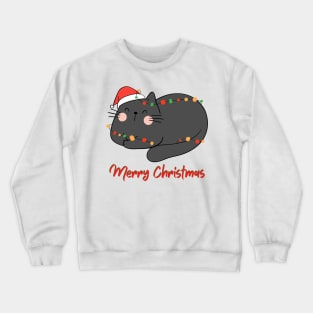 SLEEPY FUNNY CAT Merry Christmas! Crewneck Sweatshirt